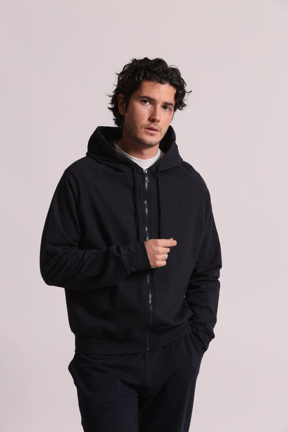 FELPA CON ZIP E CAPPUCCIO